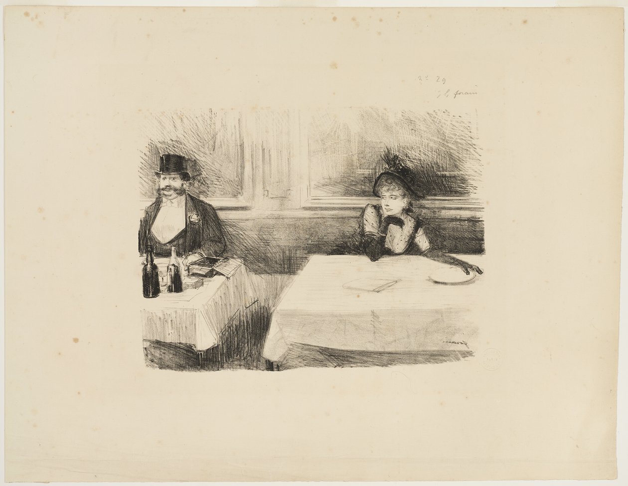 At the Restaurant by Jean Louis Forain