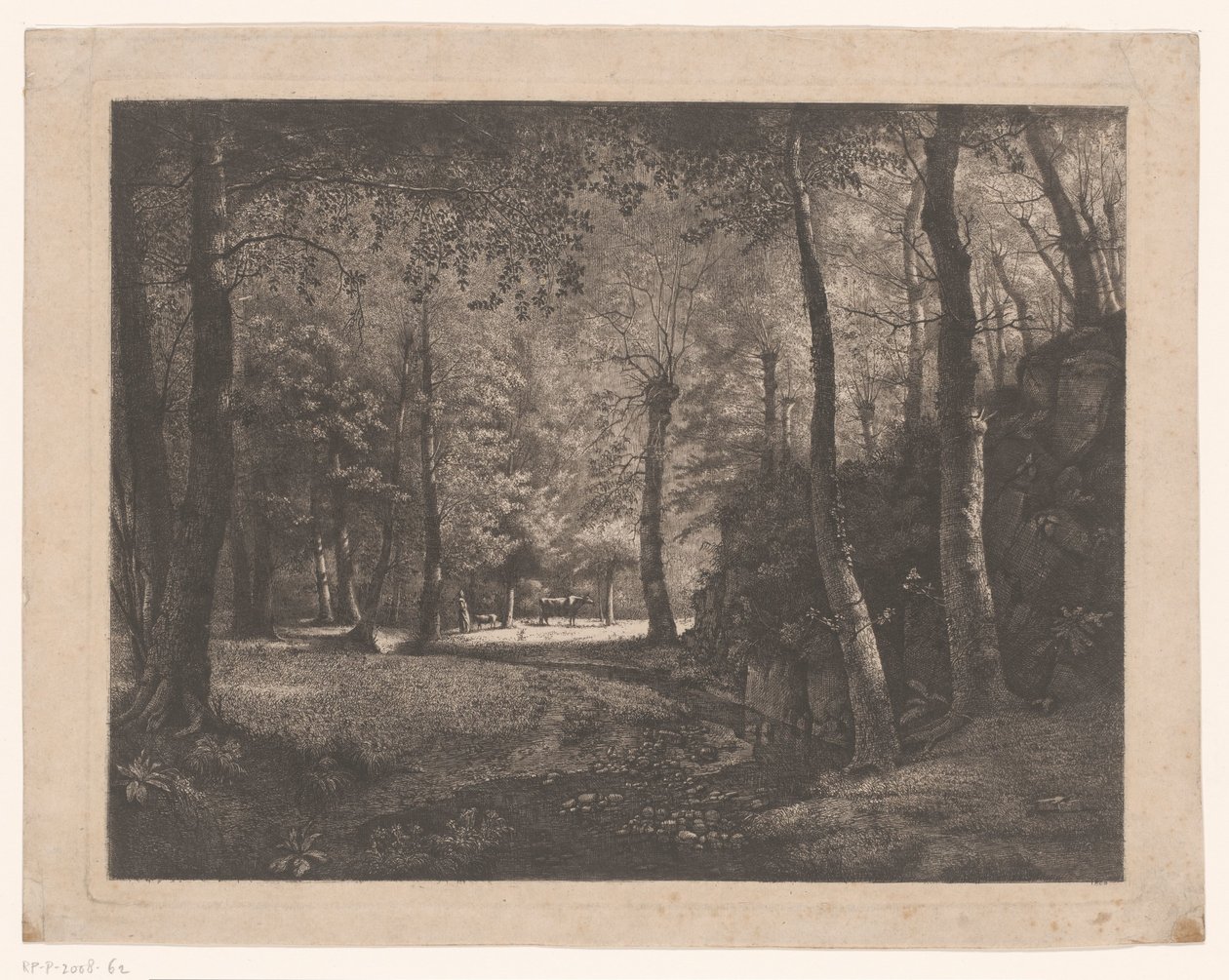 Shepherdess in the Forest of Rochecardon by Jean Michel Grobon