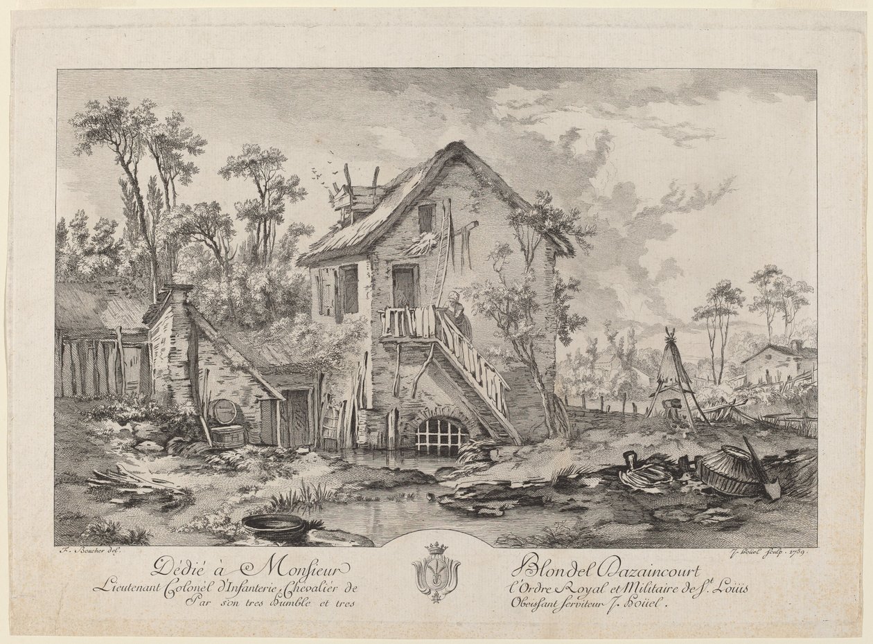 Farmyard by Jean Pierre Louis Laurent Hoüel after François Boucher