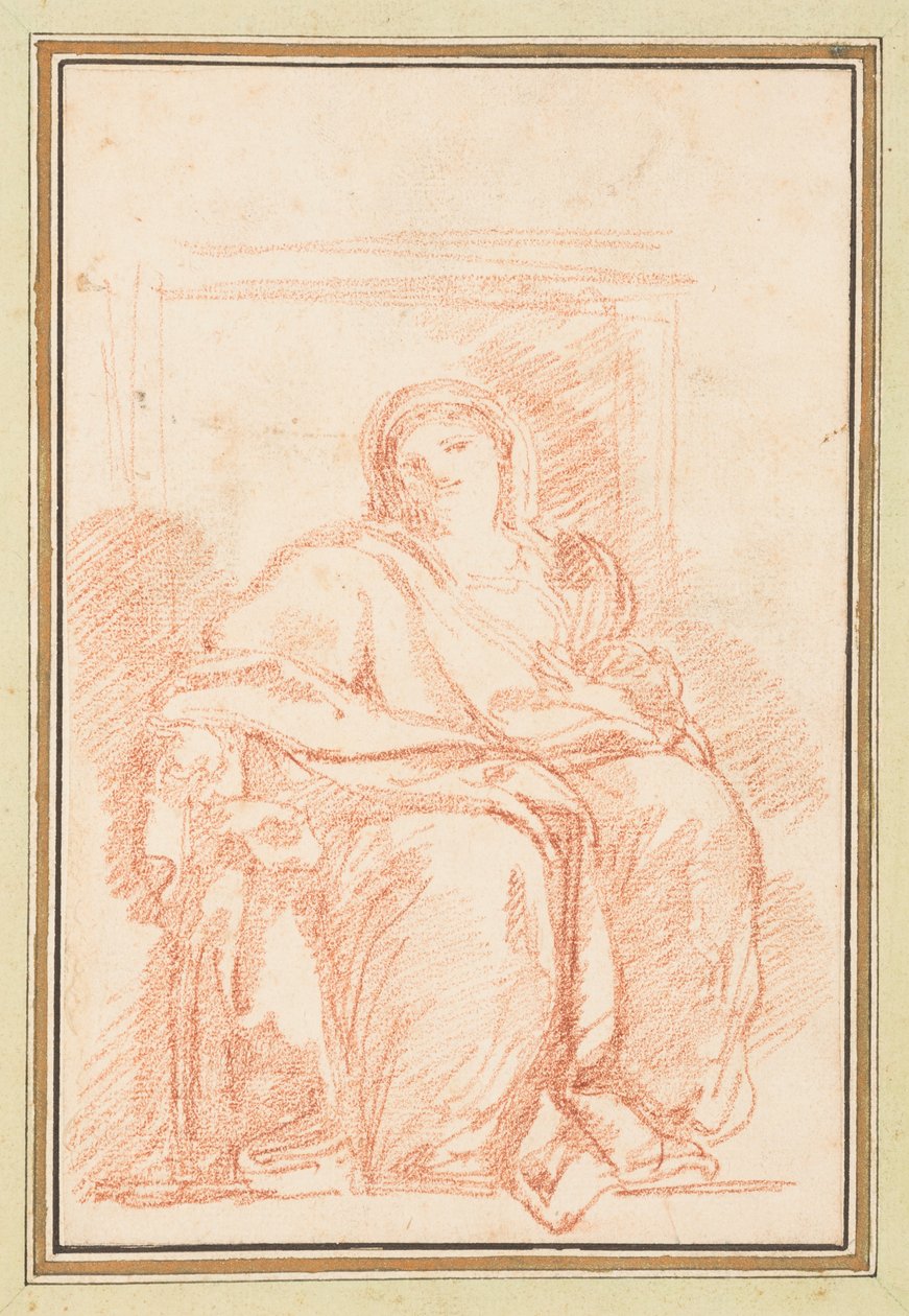 Seated Female Figure in Robes by Jean Robert Ango
