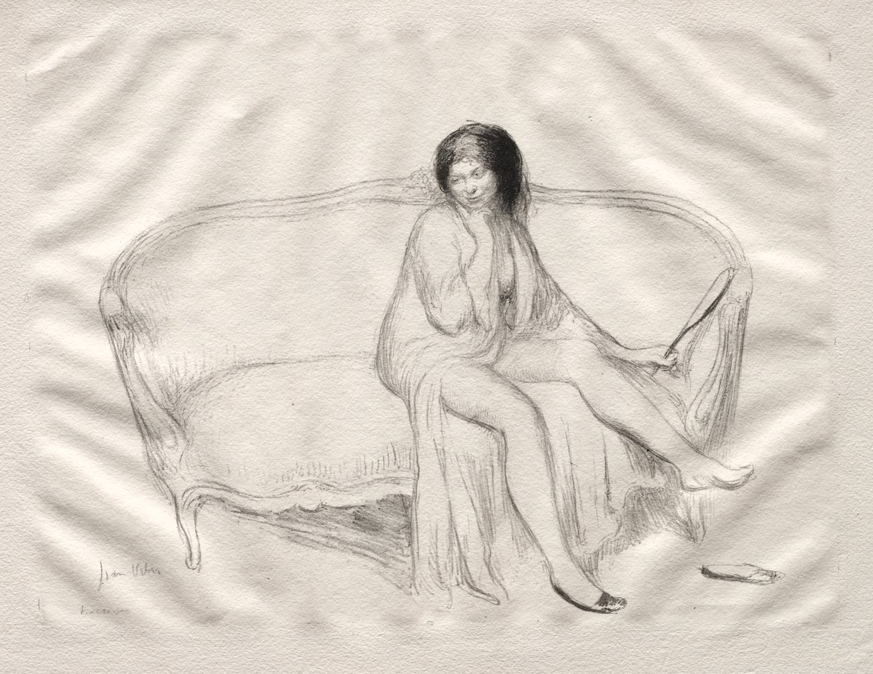 Nude Woman Seated on a Sofa by Jean Veber