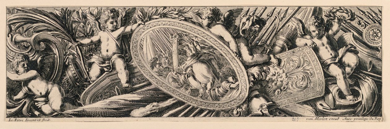 Frieze: Trophies of Arms and Putti by Jean le Pautre
