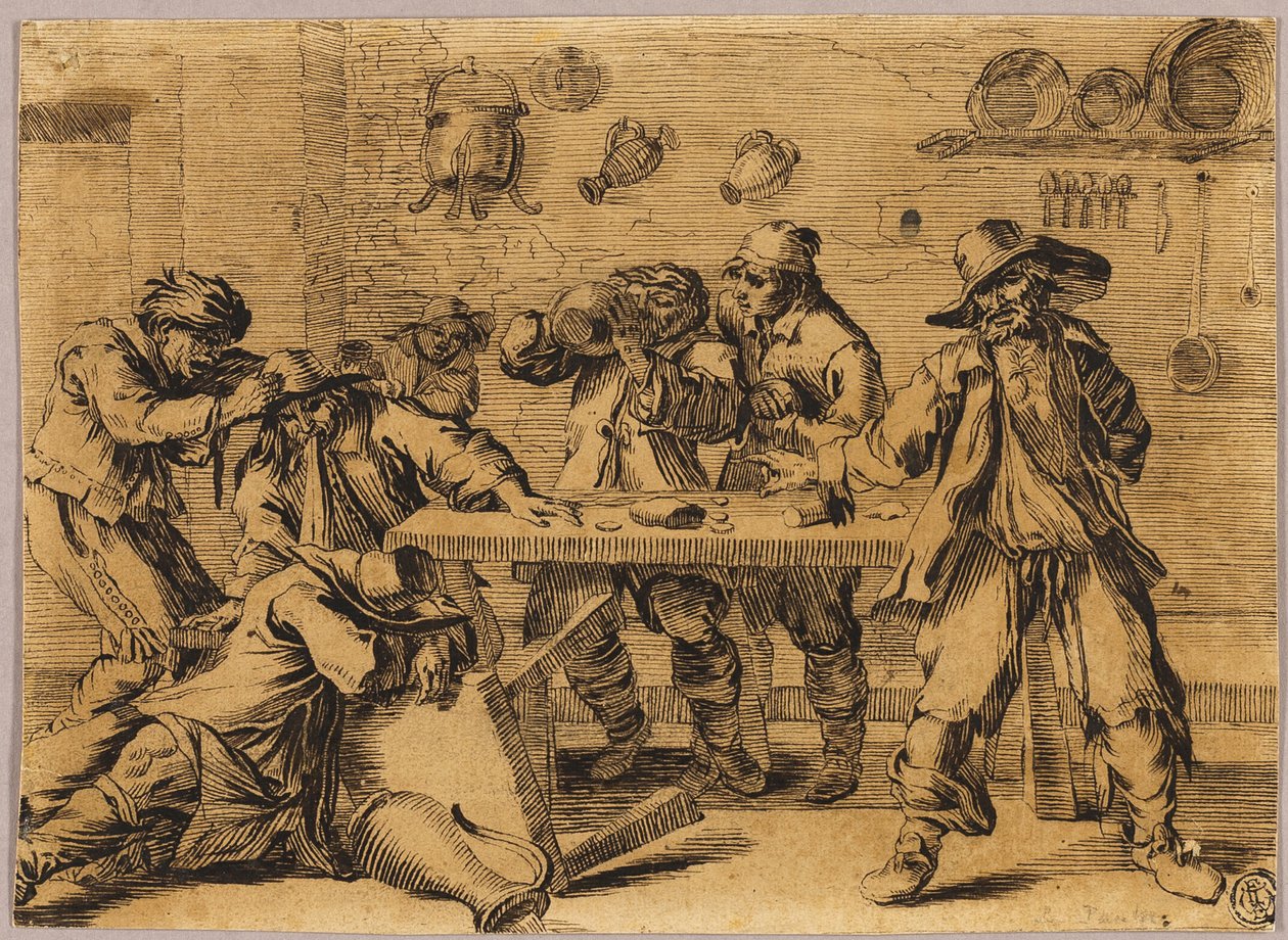Tavern Scene with Carousing Men by Jean le Pautre