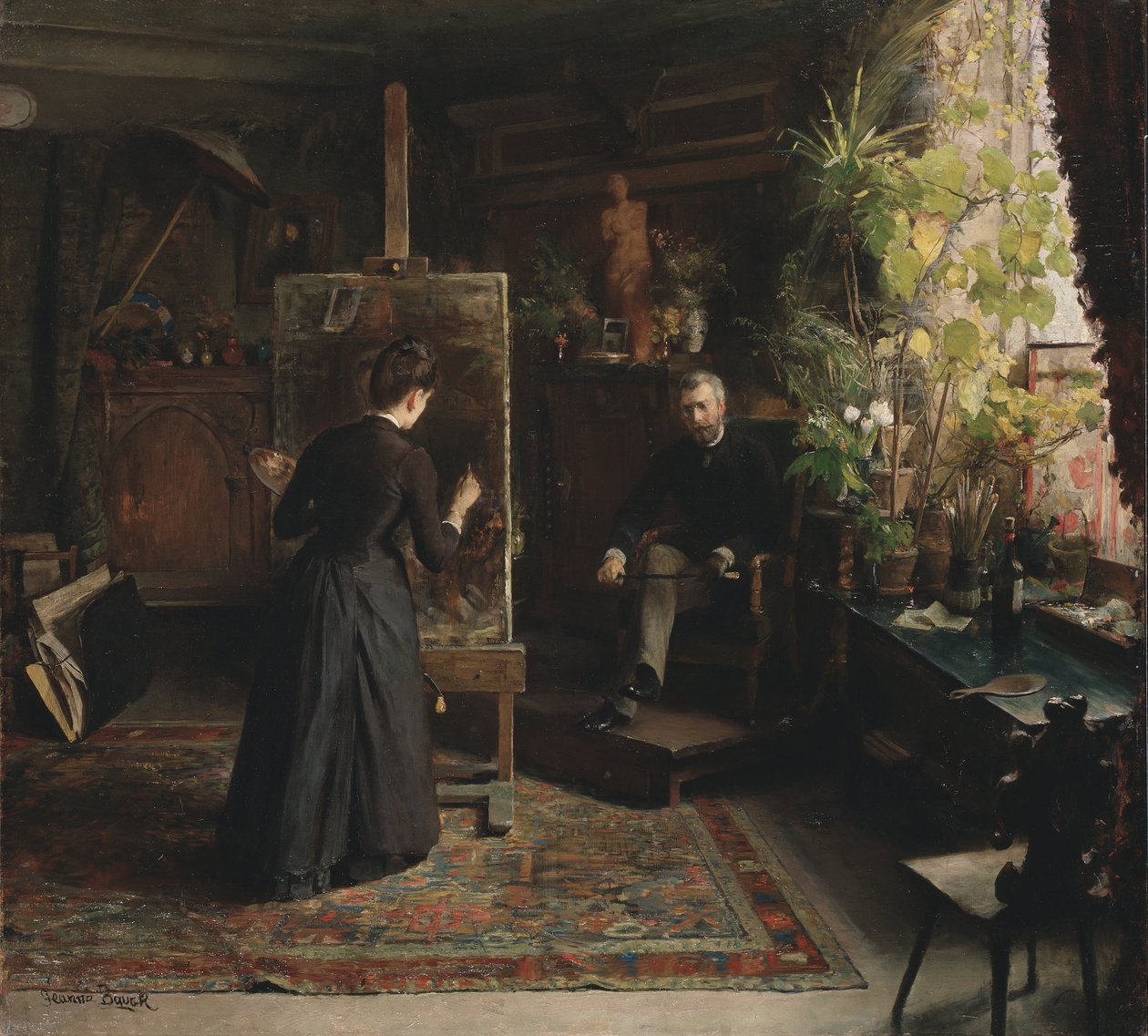The Danish Artist Bertha Wegmann Painting a Portrait by Jeanna Bauck