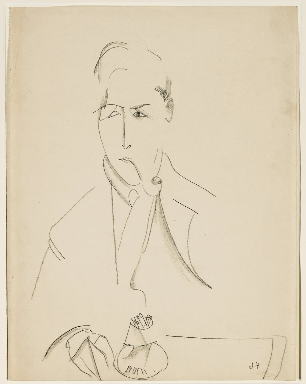 Portrait of Modigliani with Pipe by Jeanne Hébuterne