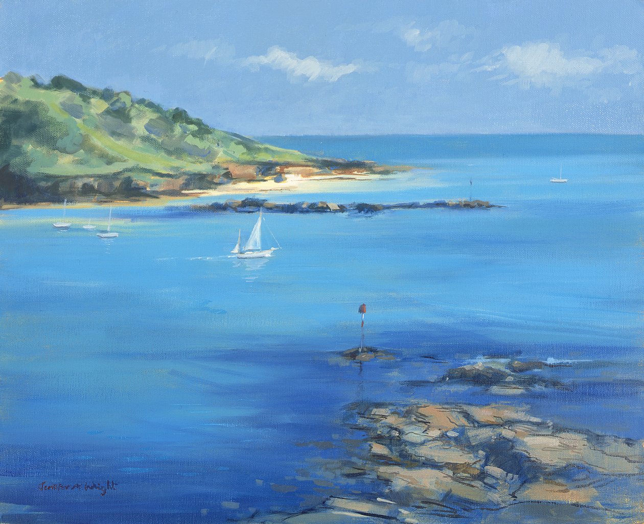 Sailing out of Salcombe, 2000 by Jennifer Wright