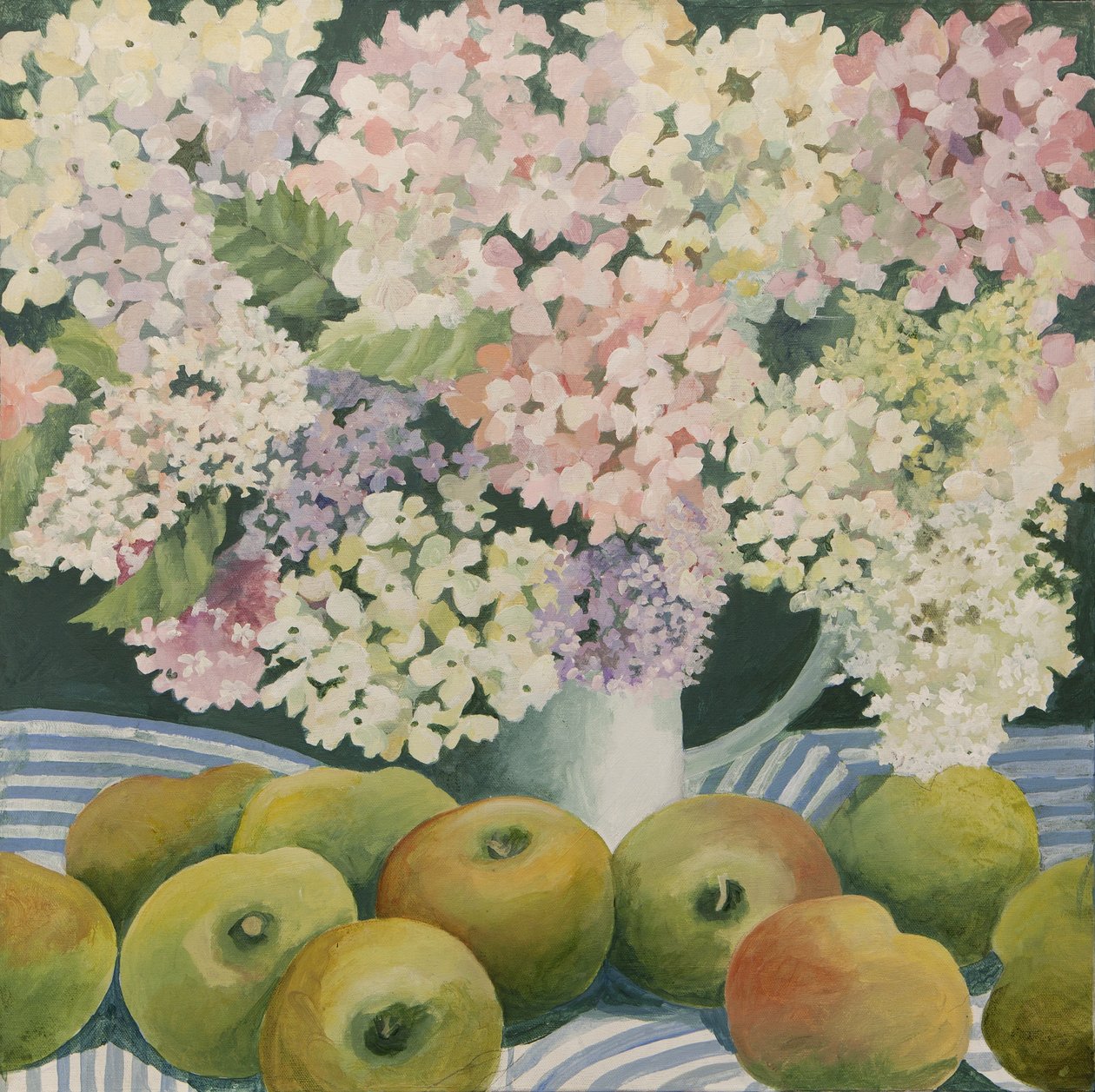 Hydrangeas and cooking apples by Jennifer Abbott