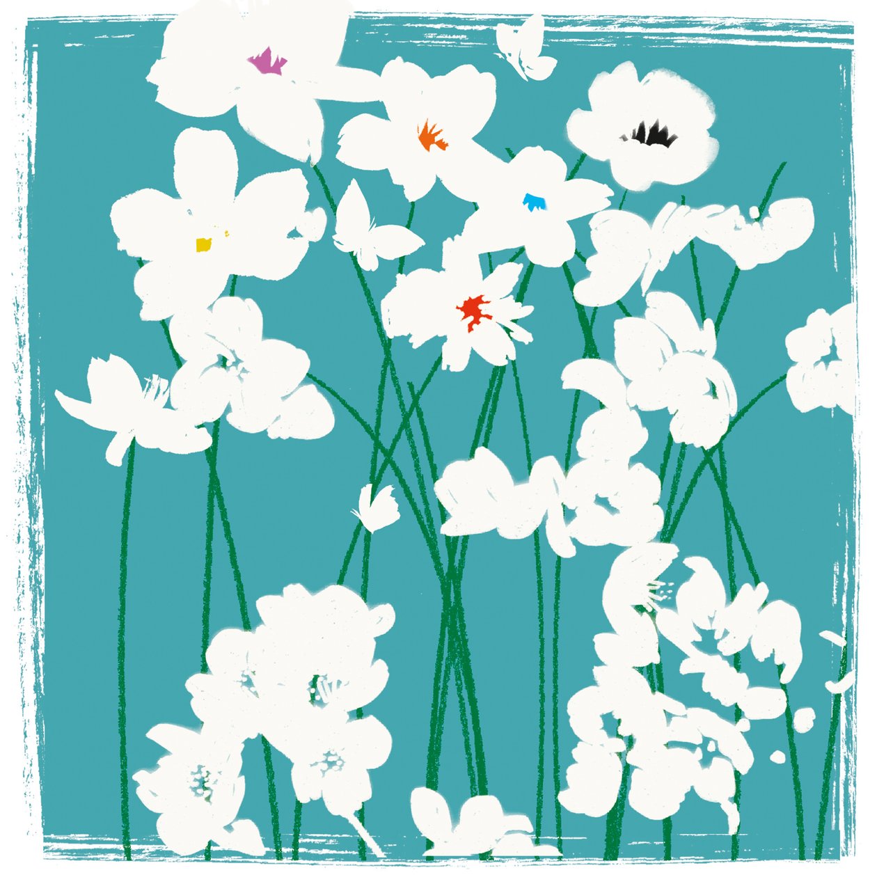 Turquoise Flowers by Jenny Frean