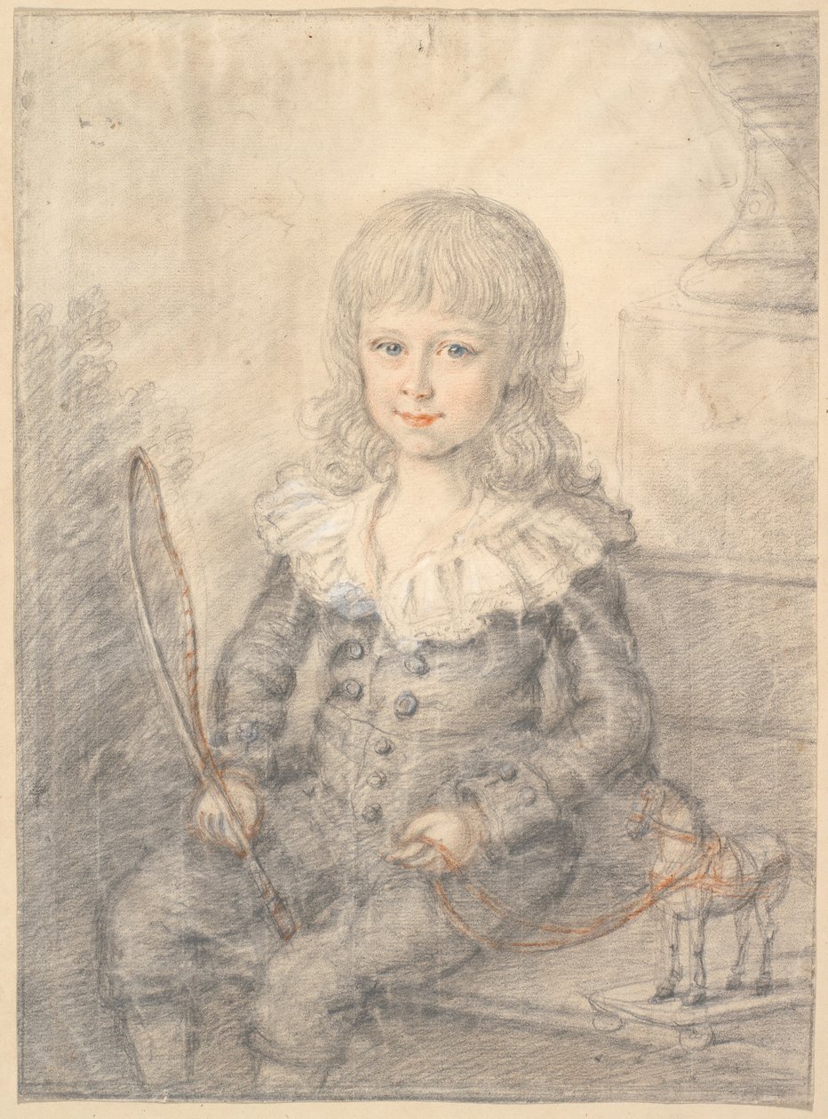 Portrait of a Boy with a Toy Horse by Jens Juel