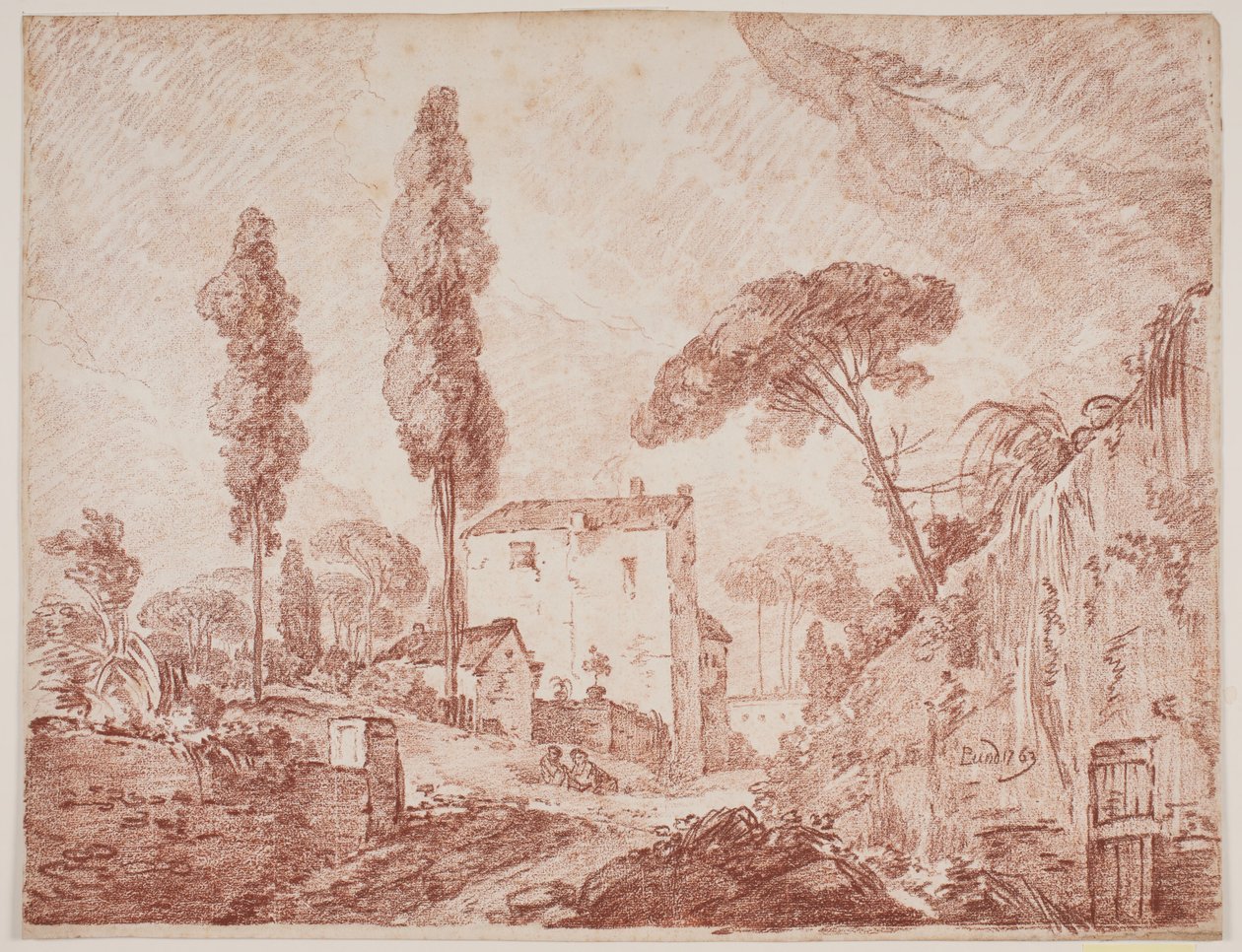 Italian Fantasy Landscape with Trees and Houses by Jens Petersen Lund