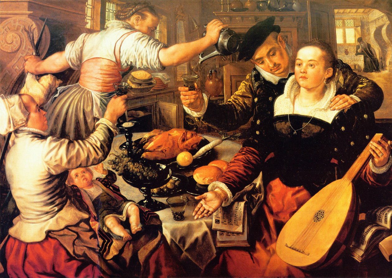 A kitchen interior by Joachim Beuckelaer