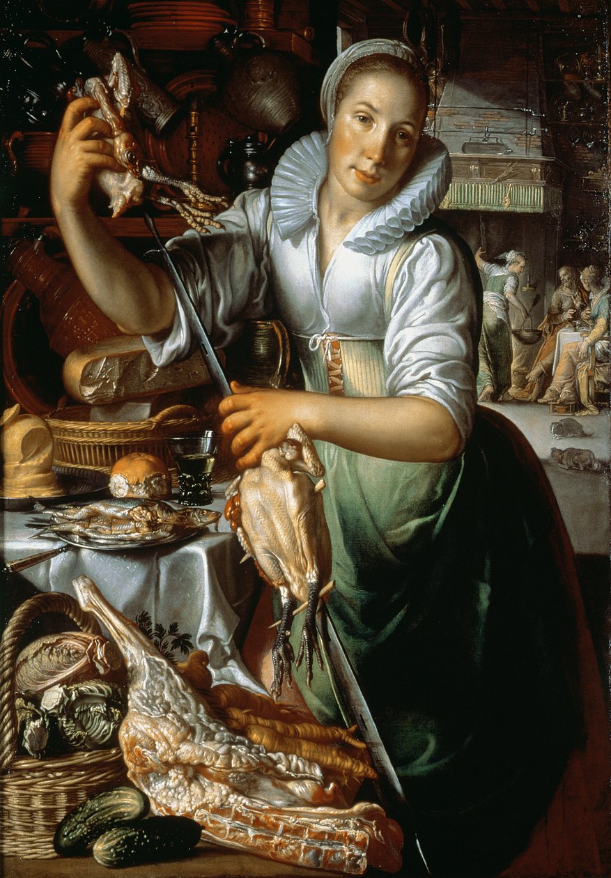 The Kitchen Maid (with Christ, Mary and Martha) c.1620-25 by Joachim Wtewael or Utewael