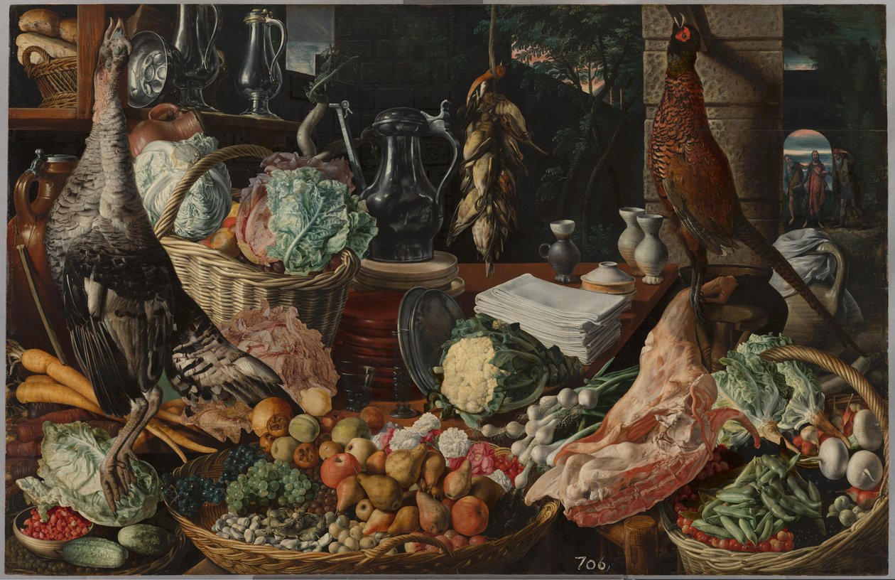 Kitchen Scene with Christ at Emmaus by Joachim Beuckelaer