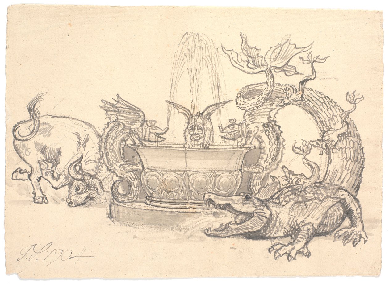 The Battle for the Dragon Fountain by Joakim Frederik Skovgaard