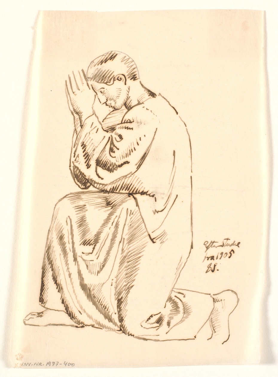 Kneeling, Praying Young Man in Profile by Joakim Frederik Skovgaard