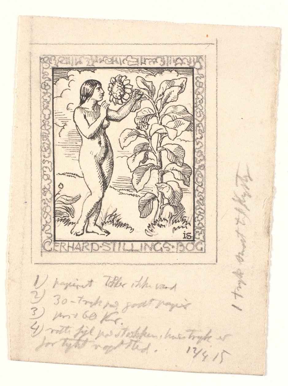 Draft for Ex Libris for Gerhard Stilling by Joakim Frederik Skovgaard