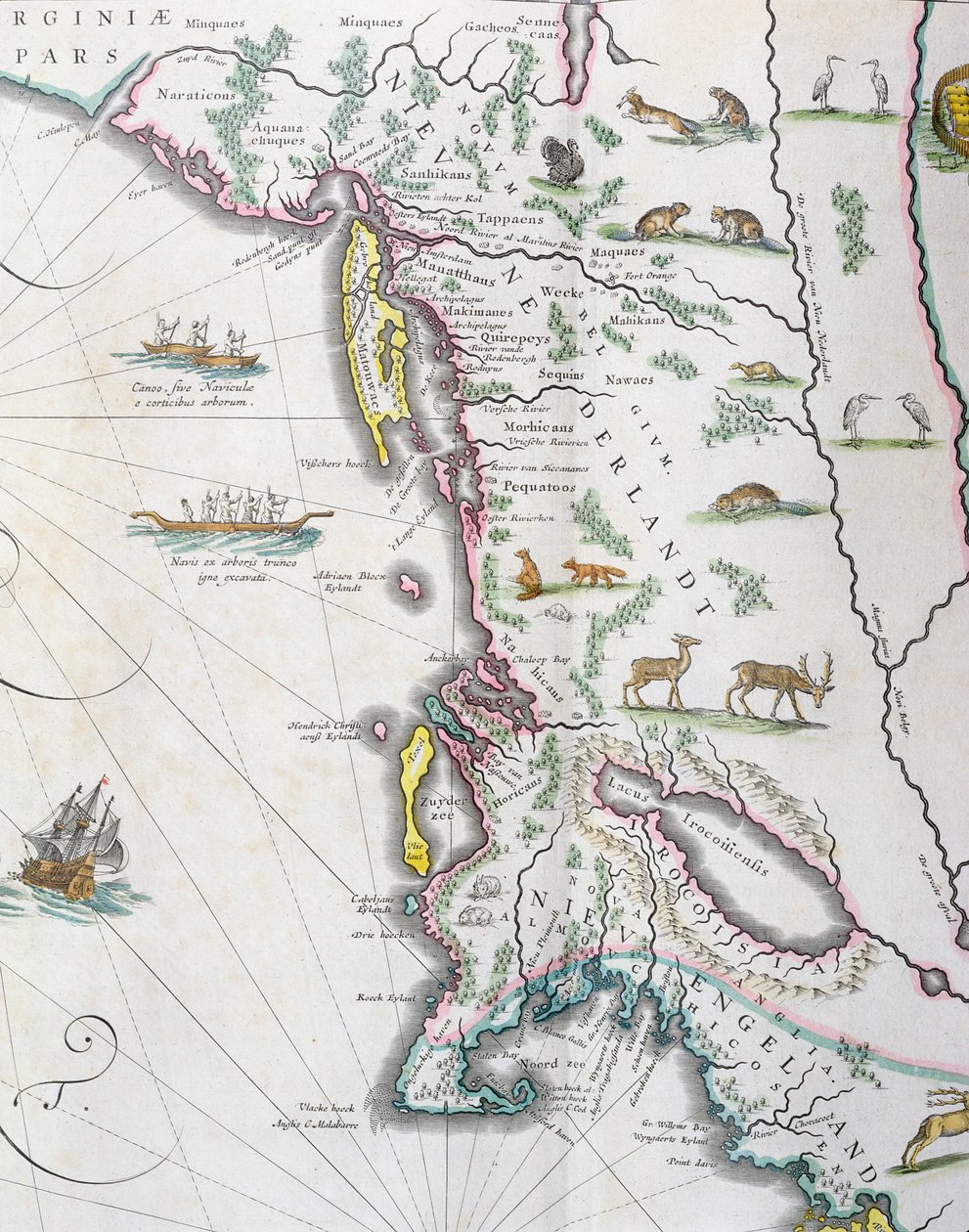 Map Depicting the East Coast of North America, 1647 by Joan Blaeu