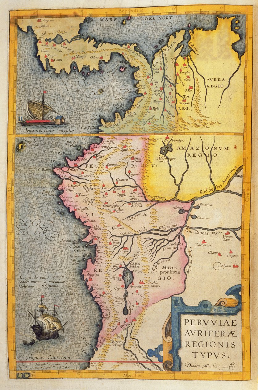 Map of the Gold-Bearing Regions in Peru by Joan Blaeu