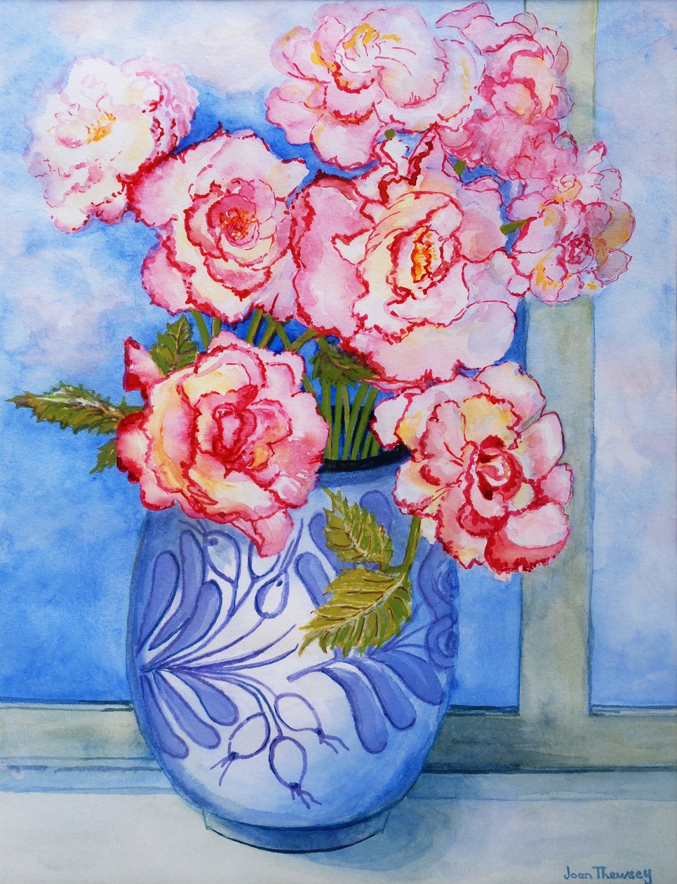 Pink Roses Against the Sky by Joan Thewsey