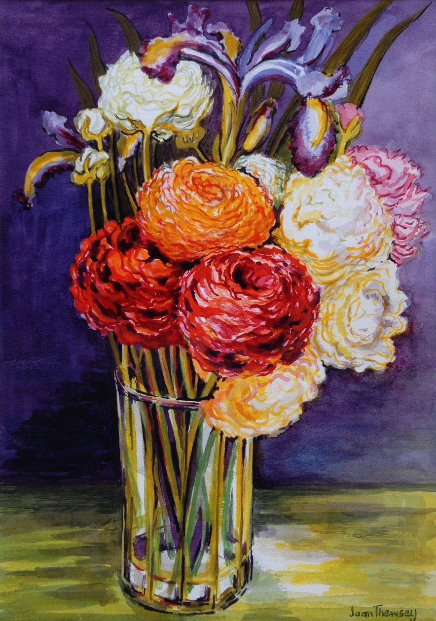 Ranunculus in a Glass by Joan Thewsey