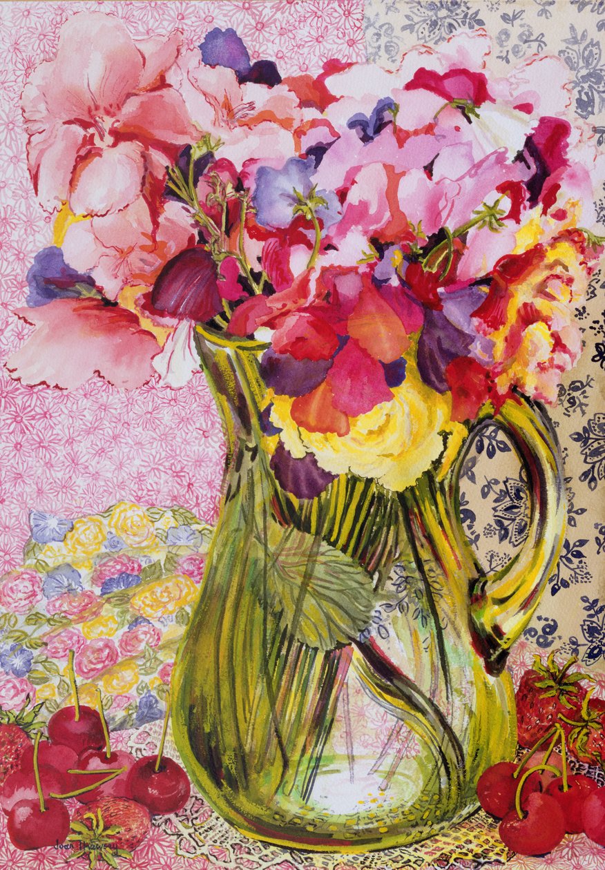 Sweet Peas with Cherries and Strawberries by Joan Thewsey