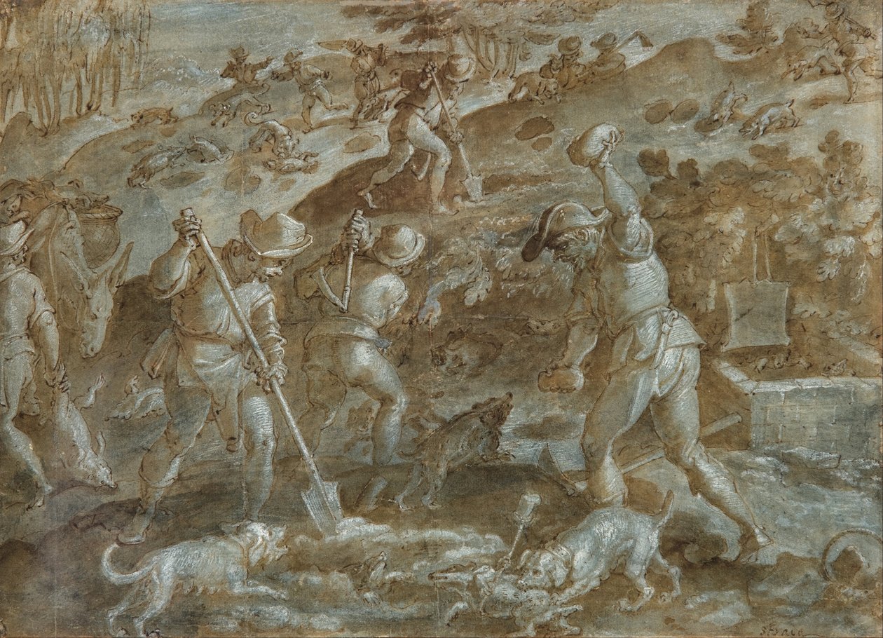 A Badger Hunt by Joannes Stradanus