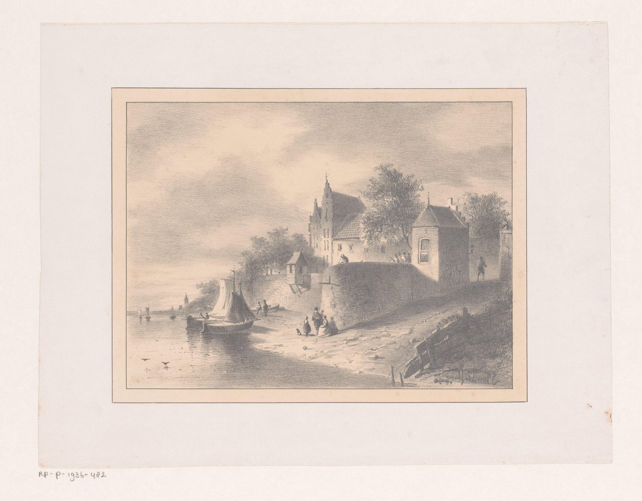 Cityscape by a River by Joannes van Liefland (attributed to)