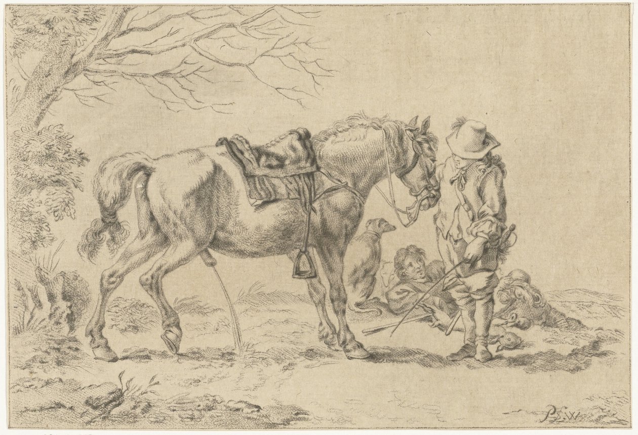 Rider Next to a Pissing Horse by Joannis Jacobus Bijlaert