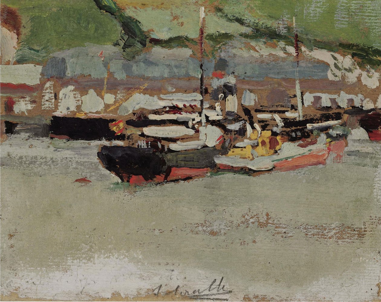 Boats in a Port by Joaquín Sorolla