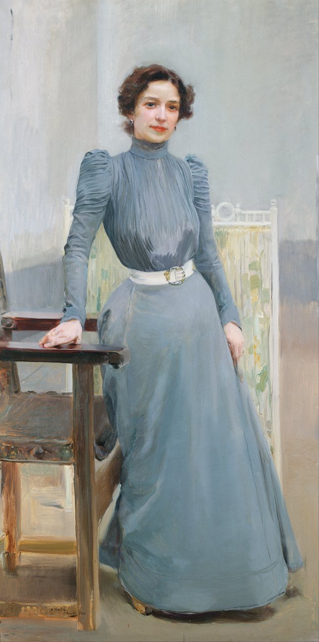 Clotilde in a Grey Dress by Joaquín Sorolla