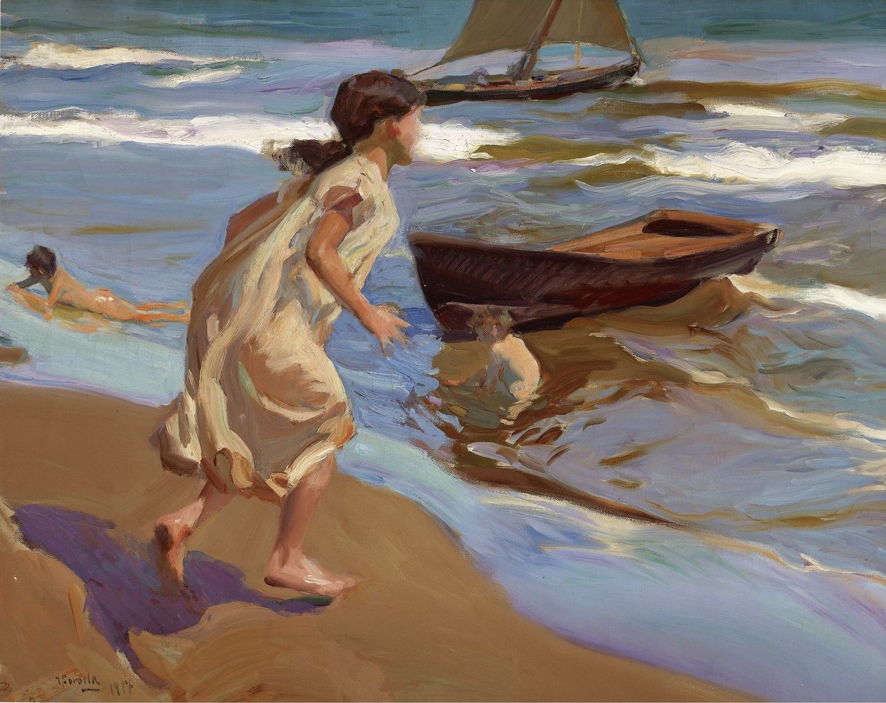 Girl Entering the Bath by Joaquín Sorolla