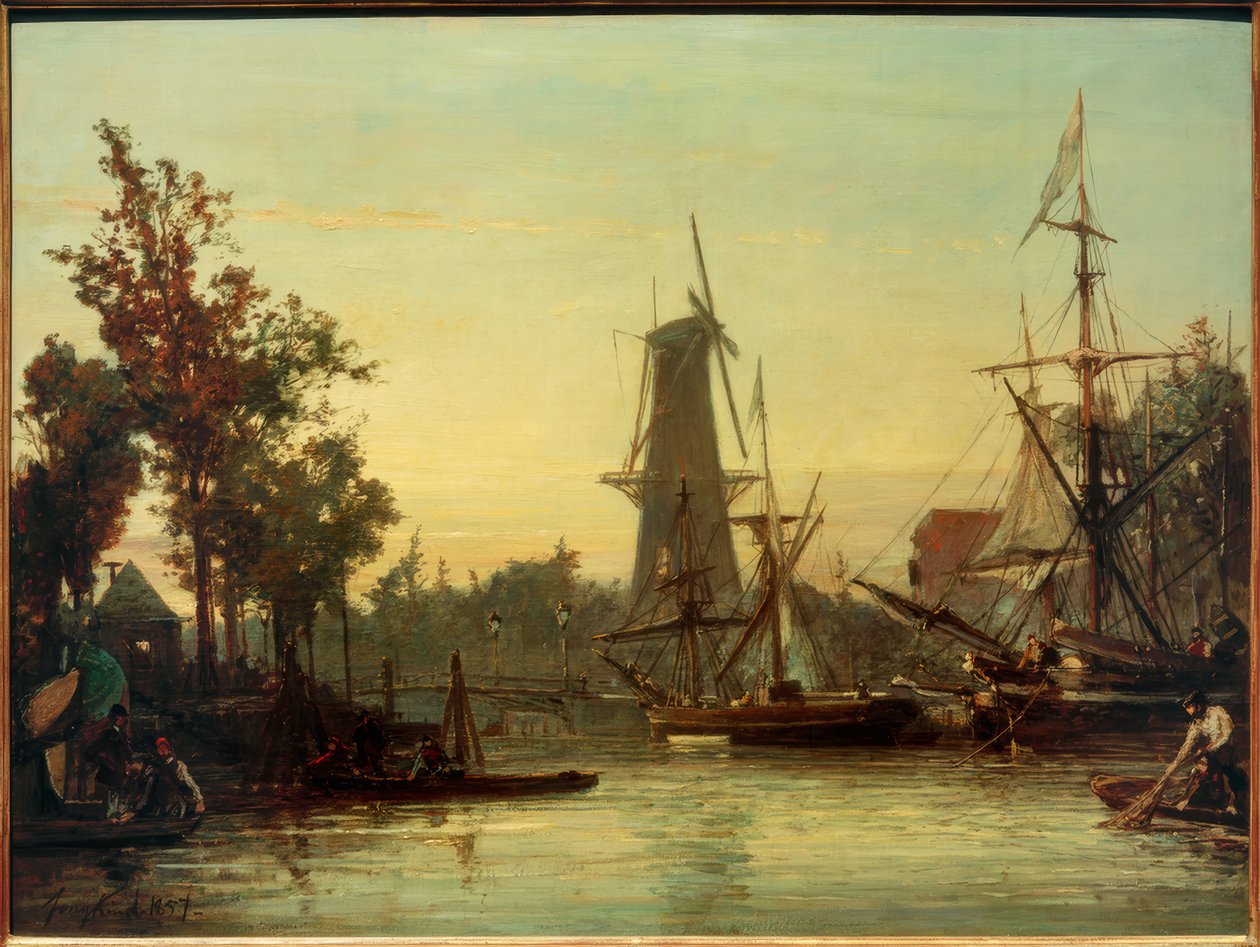 The Inner Harbor of Rotterdam by Johan Barthold Jongkind
