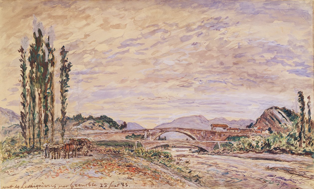 The Pont de Lesdiguieres, near Grenoble by Johan Barthold Jongkind