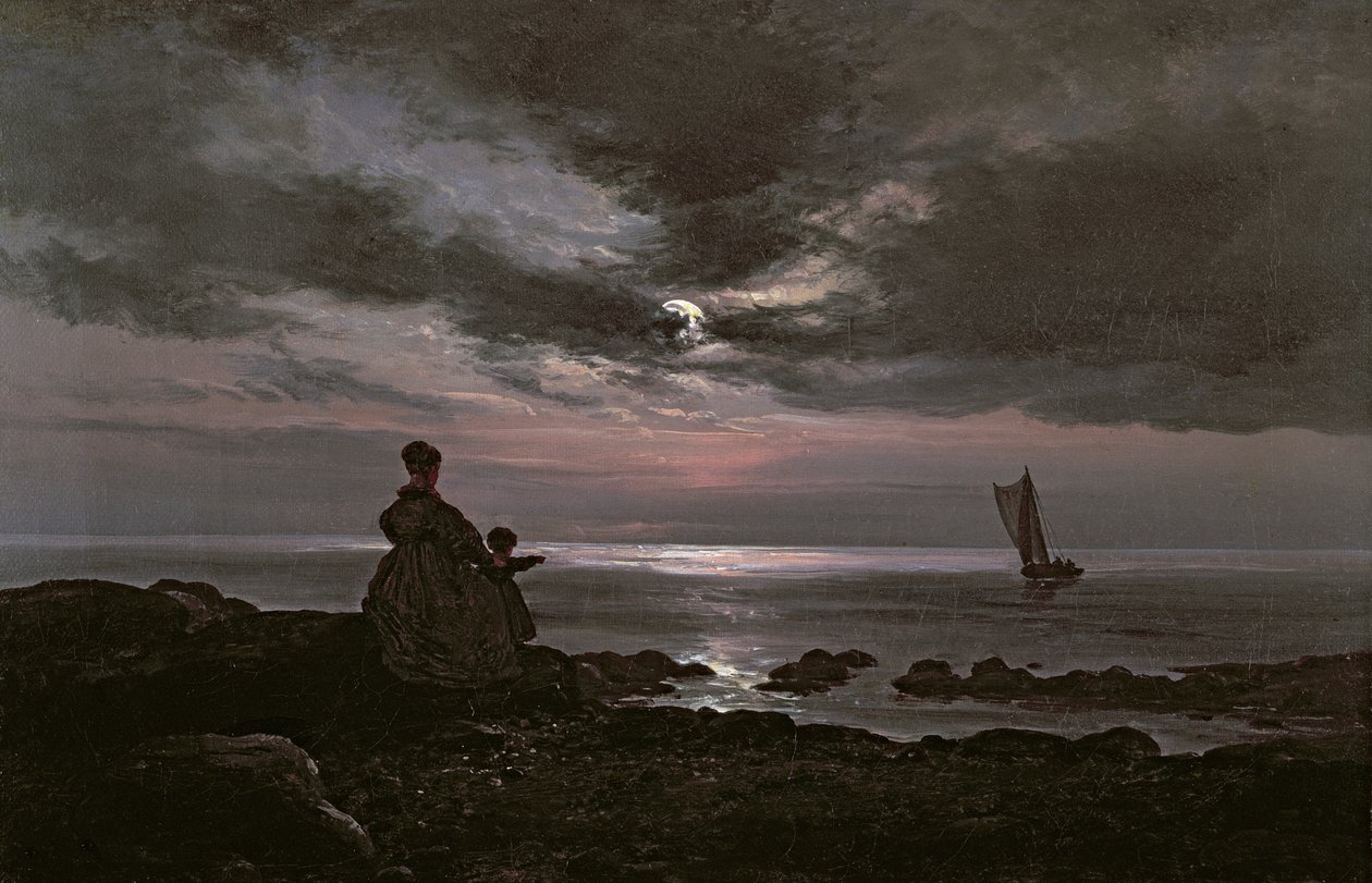 Mother and Child by the Sea by Johan Christian Dahl