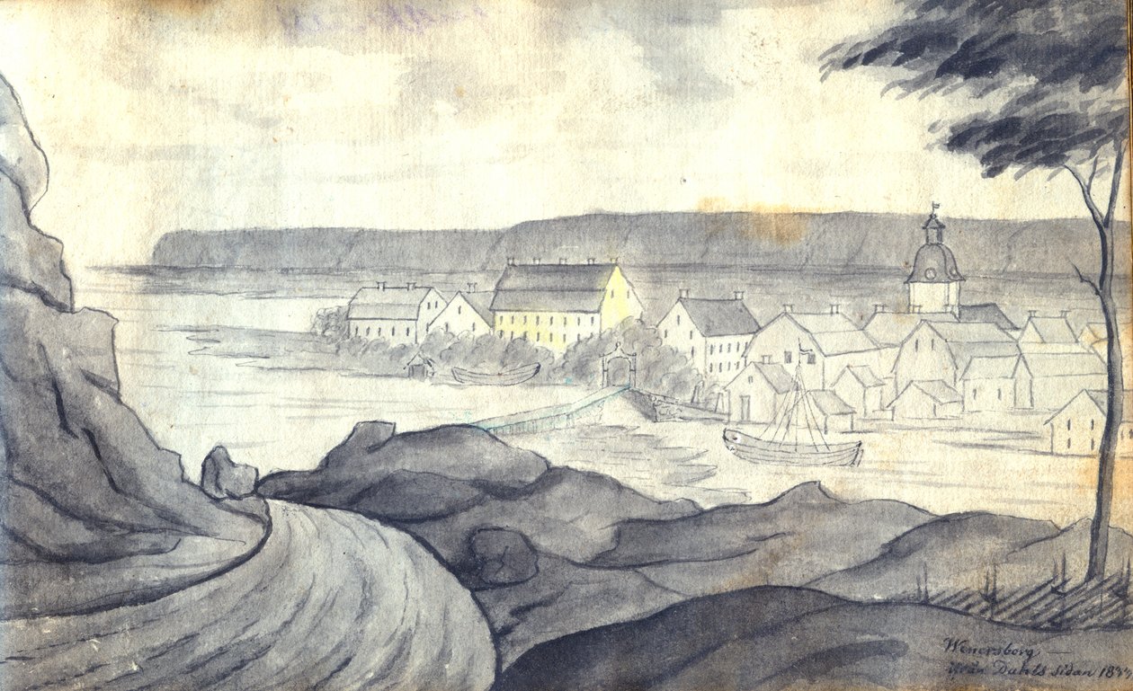 View towards Vänersborg from the Dalsland side of Vänern by Johan Gustaf Thun