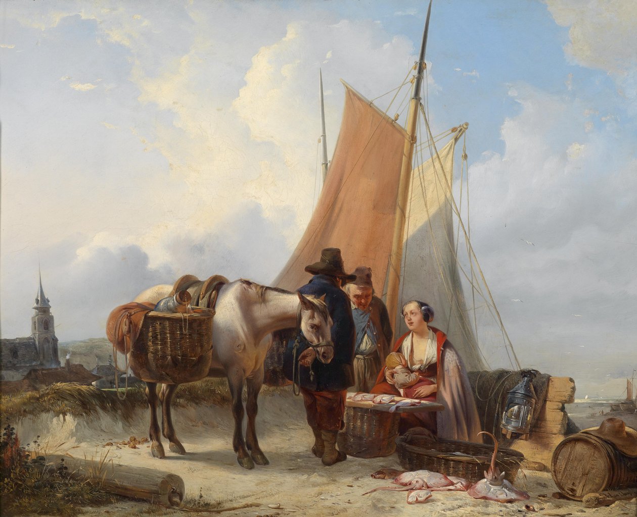 Fishermen on the Beach of Scheveningen by Johan Janssens