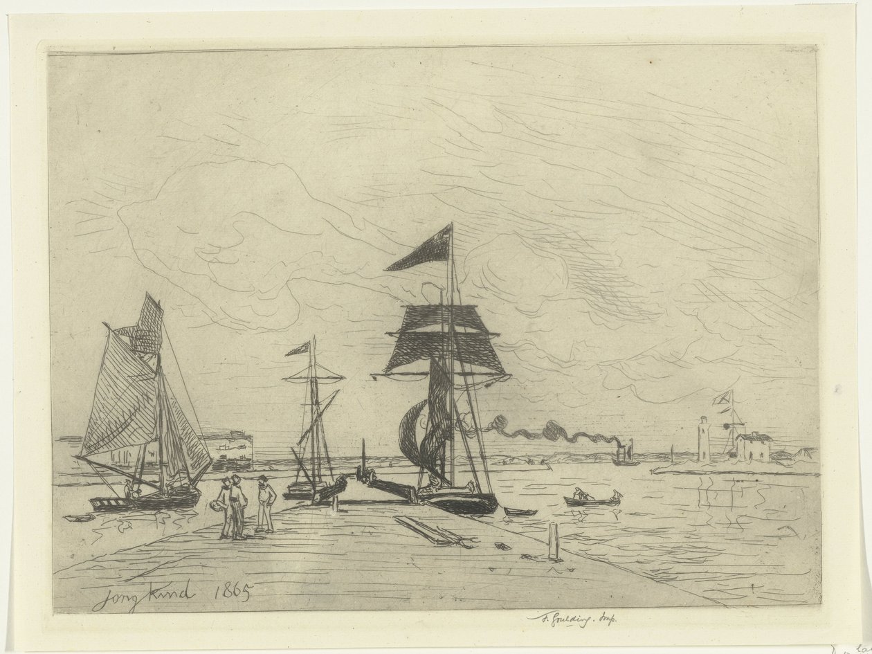 Jetty at Honfleur by Johan Barthold Jongkind