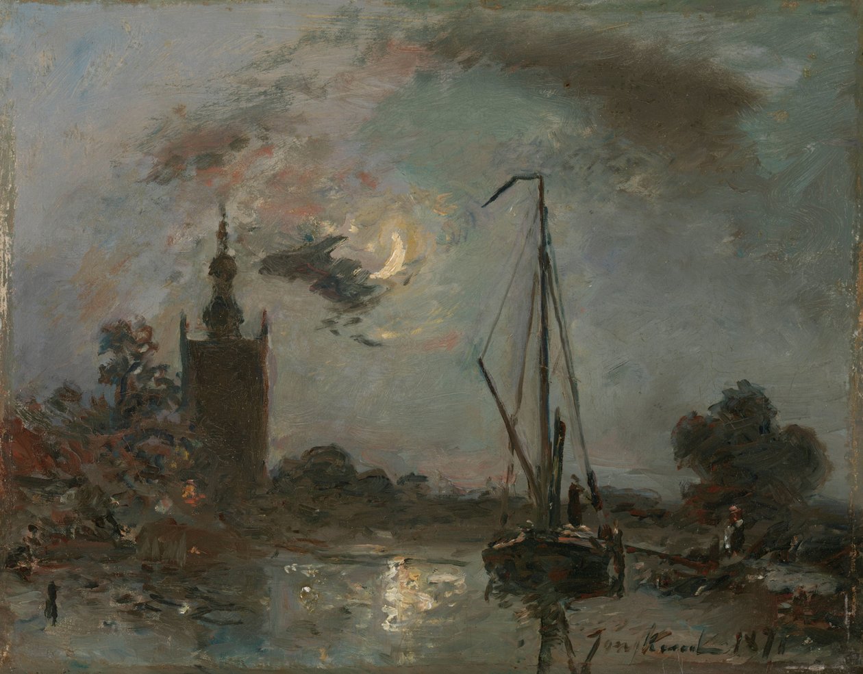 Overschie in the Moonlight by Johan Barthold Jongkind