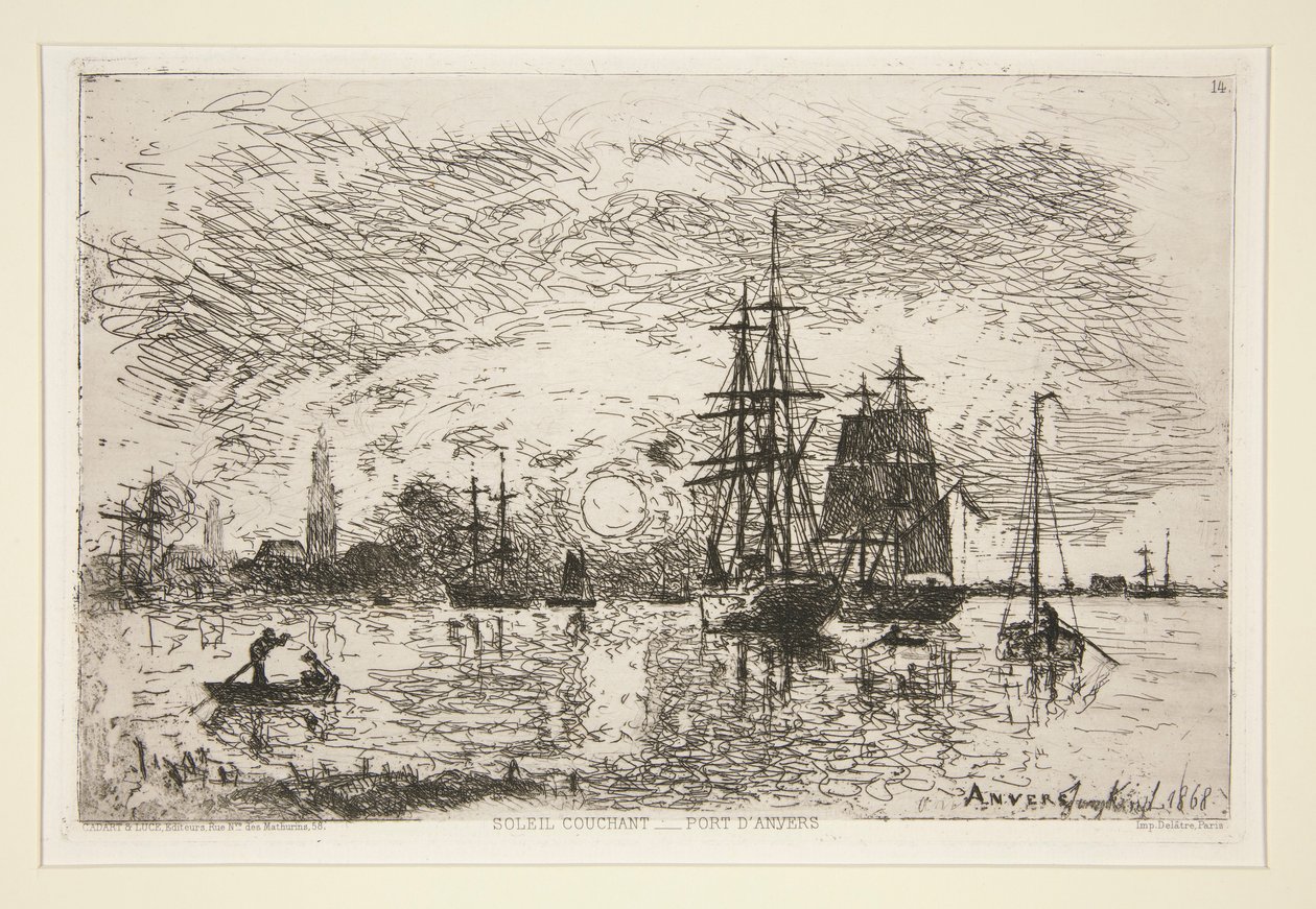 Soleil Couchant - Port by Johan Barthold Jongkind
