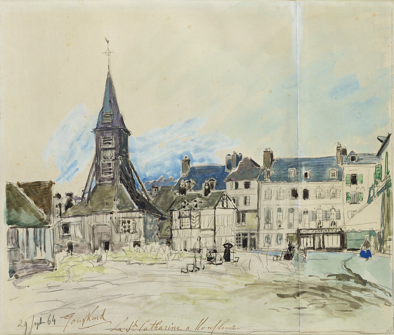 The Church of Sainte-Catherine, Honfleur by Johan Barthold Jongkind