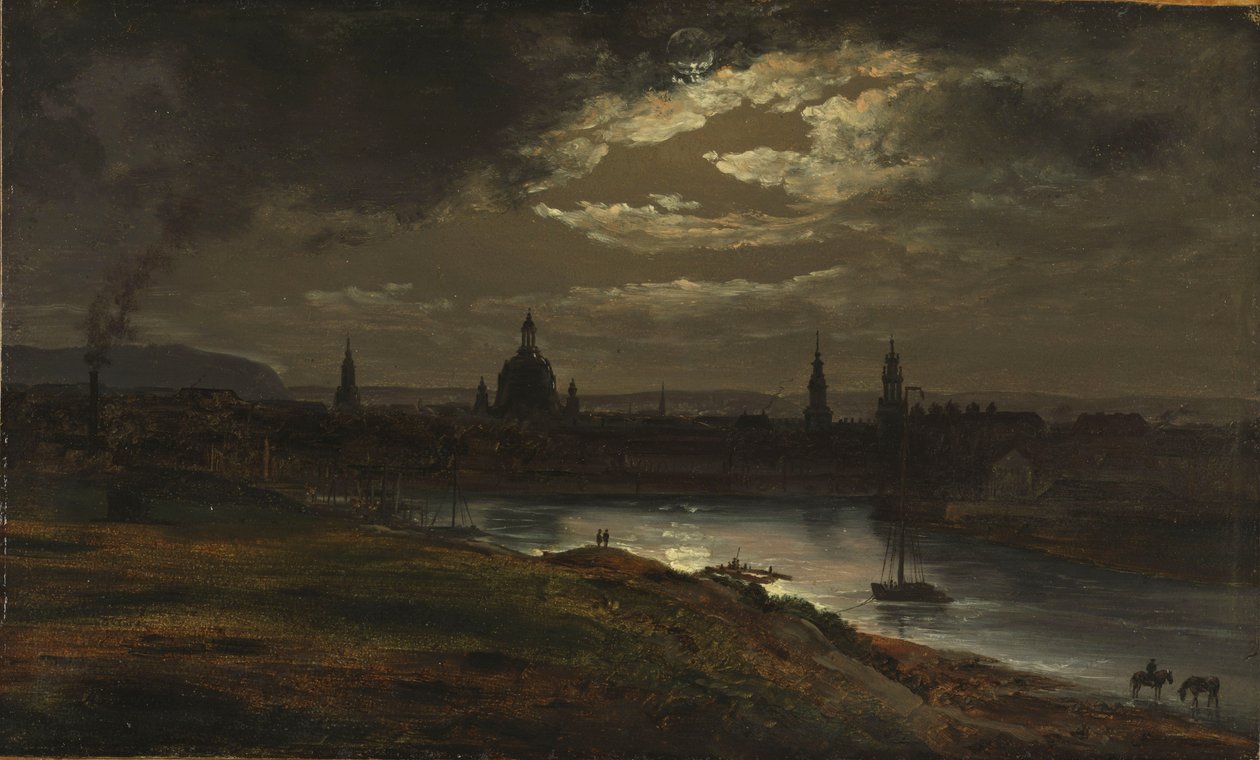 Dresden by Moonlight by Johan Christian Dahl