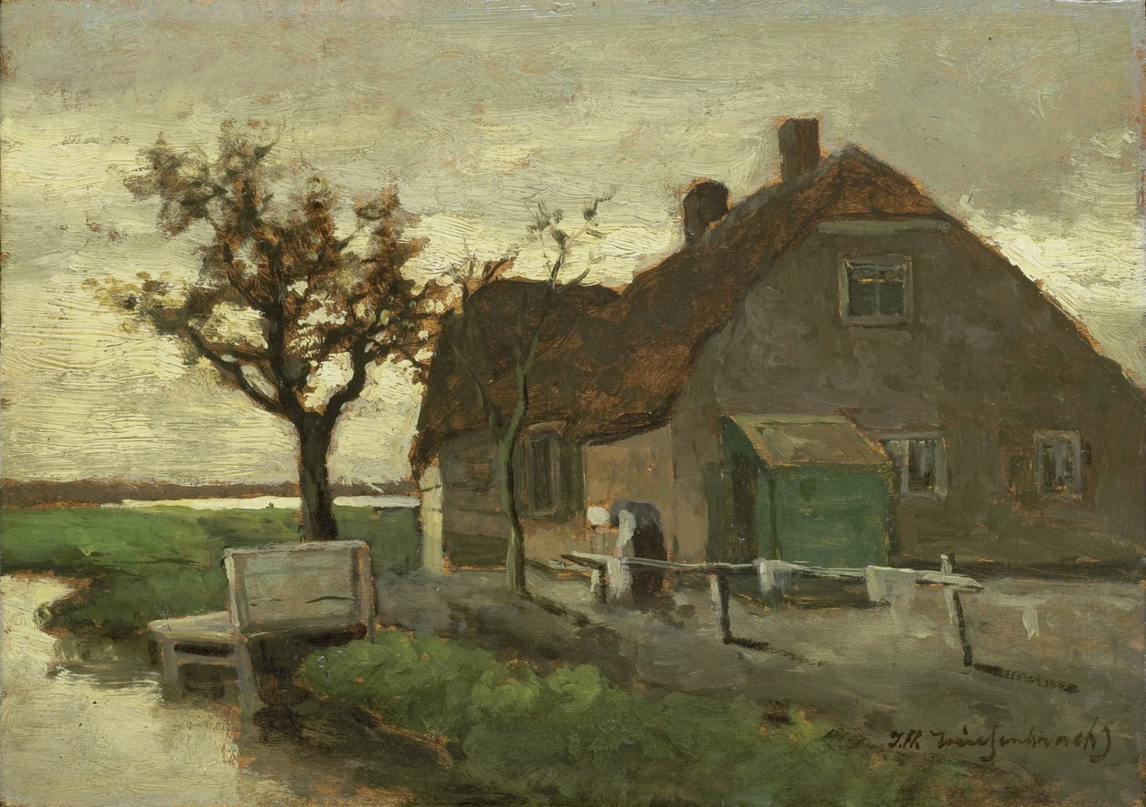 Farmhouse by a Canal by Johan Hendrik Weissenbruch