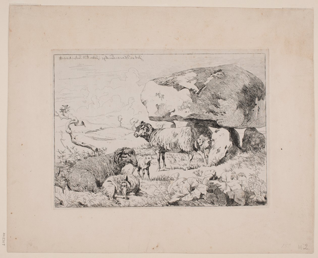 Sheep by a Burial Mound by Johan Lundbye