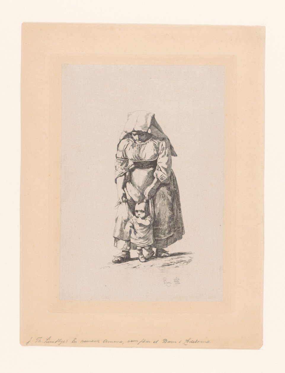 Italian Woman Teaching Her Child to Walk by Johan Thomas Lundbye