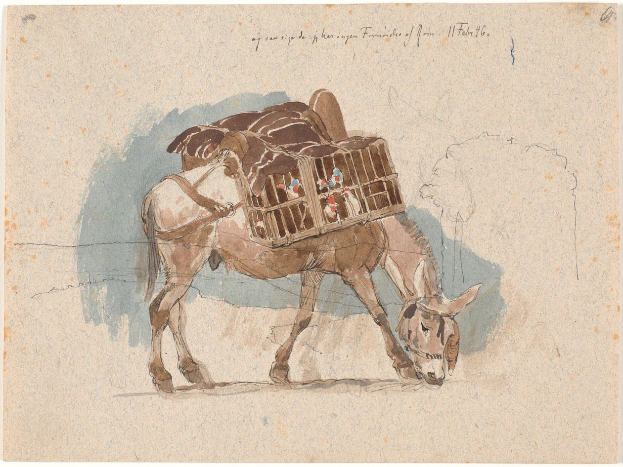 Mule with Chicken Baskets by Johan Thomas Lundbye