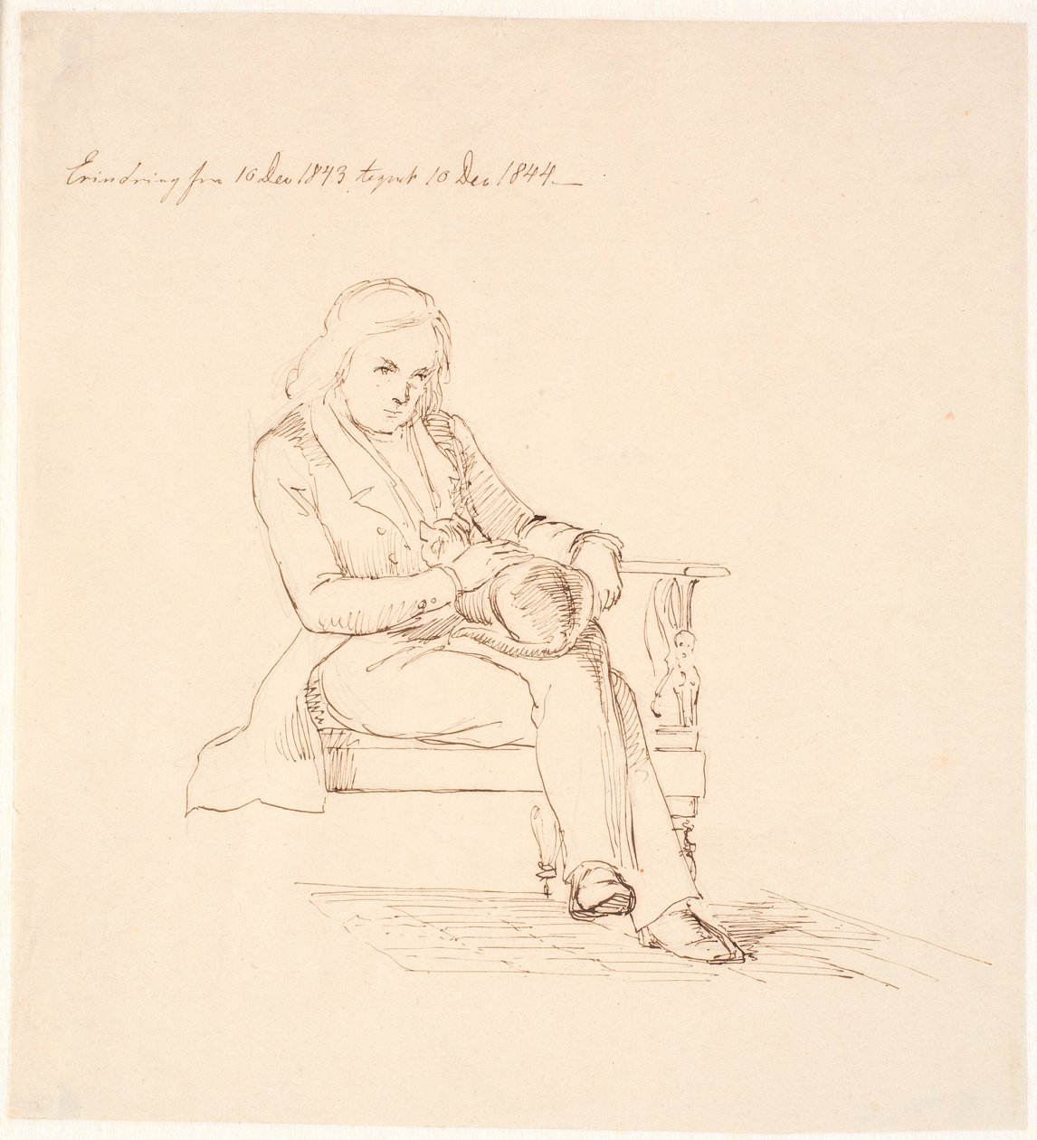 Thorvaldsen Sitting on a Sofa by Johan Thomas Lundbye