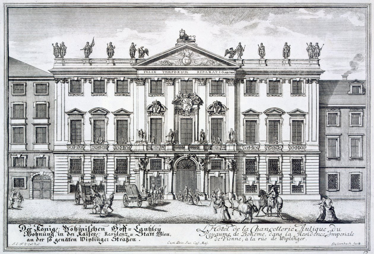 The Chancellery of the Kingdom of Bohemia, part of the Imperial residency in Wiplinger Street, Vienna, c.1719 by Johann Bernhard Fischer von Erlach