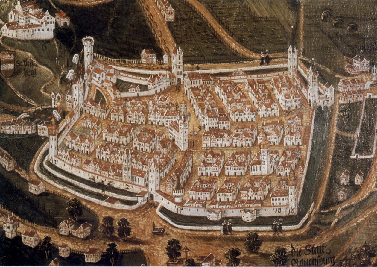 Prospect of the Monastery Weißenau and the Imperial City of Ravensburg from the North by Johann Andreas Rauch