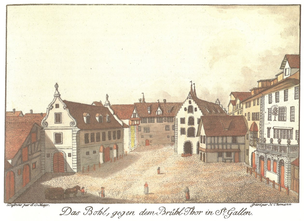 The Bohl, towards the Brühl Gate in St. Gallen by Johann Conrad Mayr
