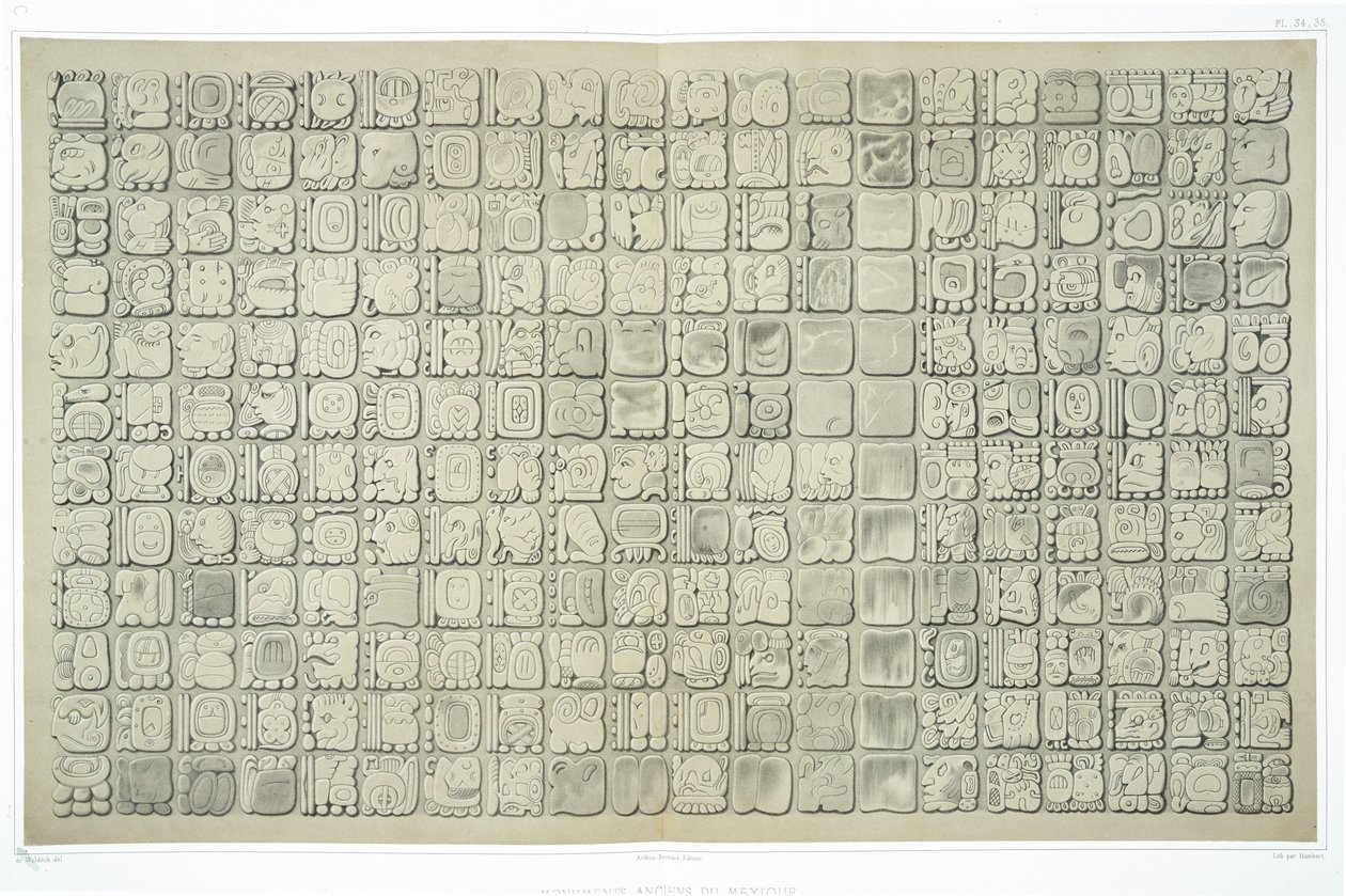 Large Plaque with Ideographic Writing from the Temple of Inscriptions, Palenque, c.692, plates 34 and 35 from 